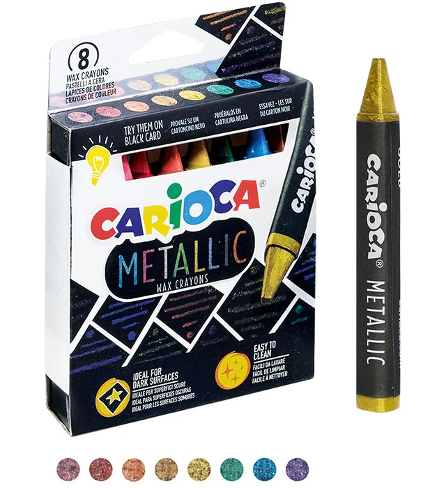 Carioca kredki świecowe mocno kryjące metaliczne 8