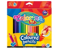 COLORINO - Kredki ołówkowe trójkątne Jumbo 12 kolorów, temperówka