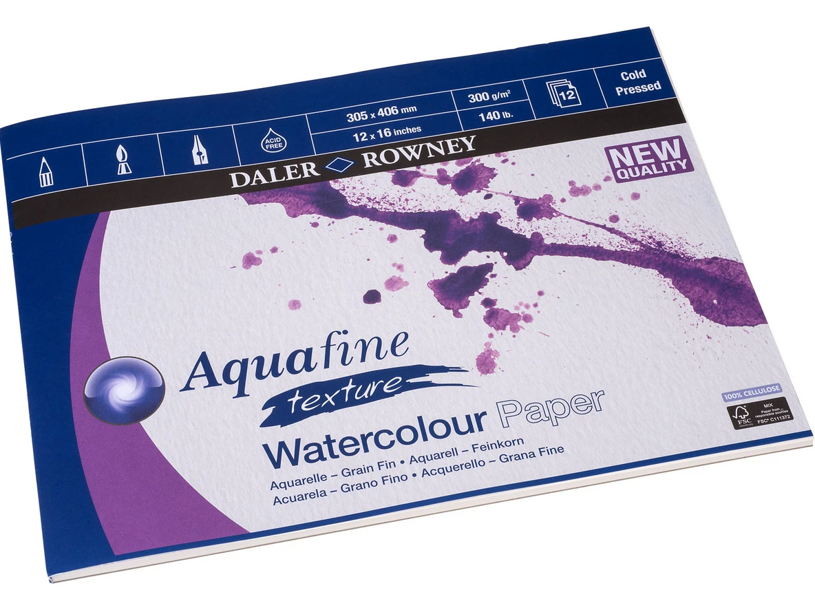 Aquafine, blok akwarelowy Daler Rowney 30x40cm, 12ark, 300g CP