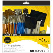 Daler-Rowney Simply Multi Technique – zestaw pędzli i akcesoriów, 50 elementów