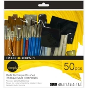 Daler-Rowney Simply Multi Technique – zestaw pędzli i akcesoriów, 50 elementów