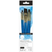 Daler Rowney Simply Pędzle do farb akwarelowych 5 sztuk Zipcase