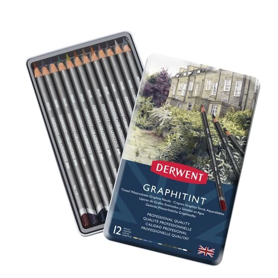 DERWENT GRAPHITINT 12 SZT - kolorowe ołówki grafitowe