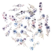 dpCraft – naklejki PET Kwiaty Meteor Blue, 30 szt.