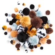 dpCraft – pompony akrylowe Animal Prints, mix, 56 szt.