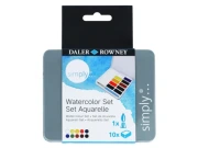 Daler-Rowney Simply – zestaw 10 akwareli w półkostkach z pędzlem