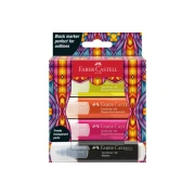 Faber-Castell Textliner 46 Glassy – 3 zakreślacze neonowe i czarny marker