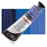 Daler-Rowney Georgian – farba olejna 38 ml, 123 French Ultramarine – tubka na tle koloru