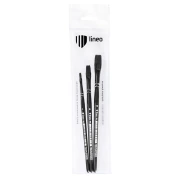 Lineo 605 Black Nylon – zestaw płaskich pędzli syntetycznych, 3 szt.