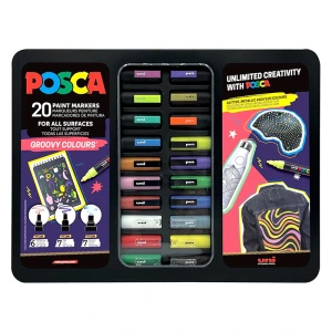 POSCA Groovy Colours – zestaw 20 markerów w metalowym etui