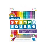 OOLY Stamp-A-Square – dwustronne flamastry do pixel art, 12 kolorów