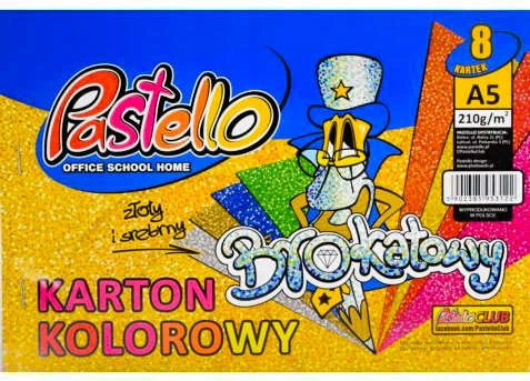 PASTELLO KARTON BROKATOWY A5 MIX 8 KOL 210G