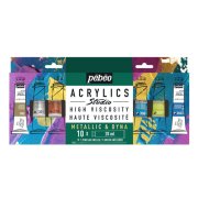 PEBEO Studio Acryl Set Metaliczne & Opalizujące 10 x 20 ml + pędzelek