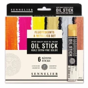 Sennelier Artist Oil stick 6x38ml  Fluo & Metal