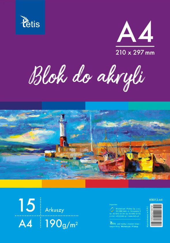 Tetis Blok do akrylu A4 190g 15 ark