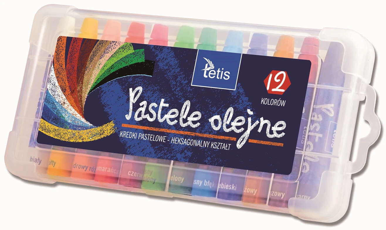 TETIS Pastele olejne 12 kolorów w pudełku