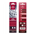 Zestaw do rysunku czarno-białego – ołówki, węgiel, pastel i gumka